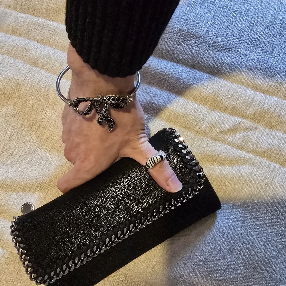 SET OF 2 -MARC JACOBS  silver rhinestone flower Wrist Bracelet & Leopard Ring 8 - Picture 5 of 11